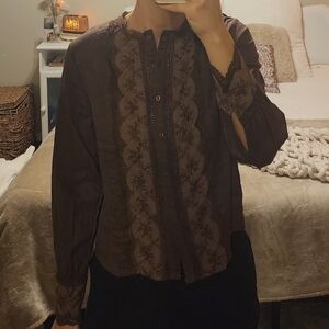 Chocolate Brown Lace Top